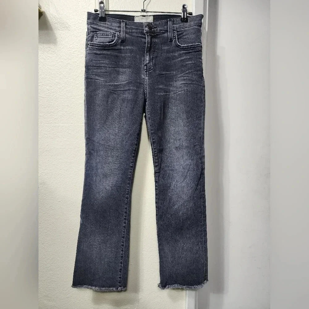 Women's Current Elliott Vintage Black Raw Hem Boot Cut Jeans Sz 27 Casual